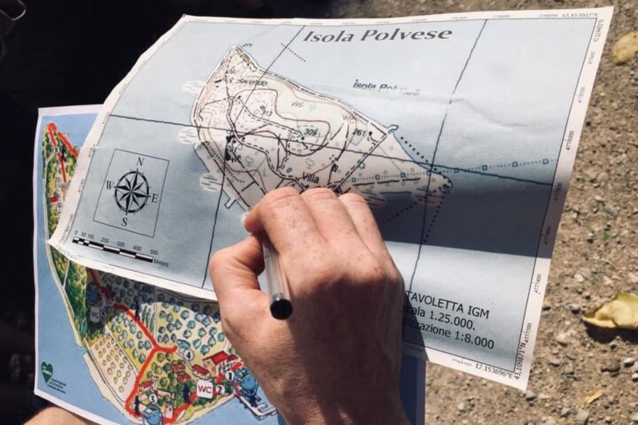 La mappa dell'isola Polvese nel lago Trasimeno