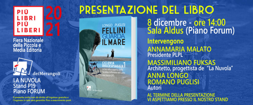 La locandina della presentazione del libro Fellini guarda il mare