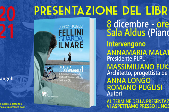 La locandina della presentazione del libro Fellini guarda il mare