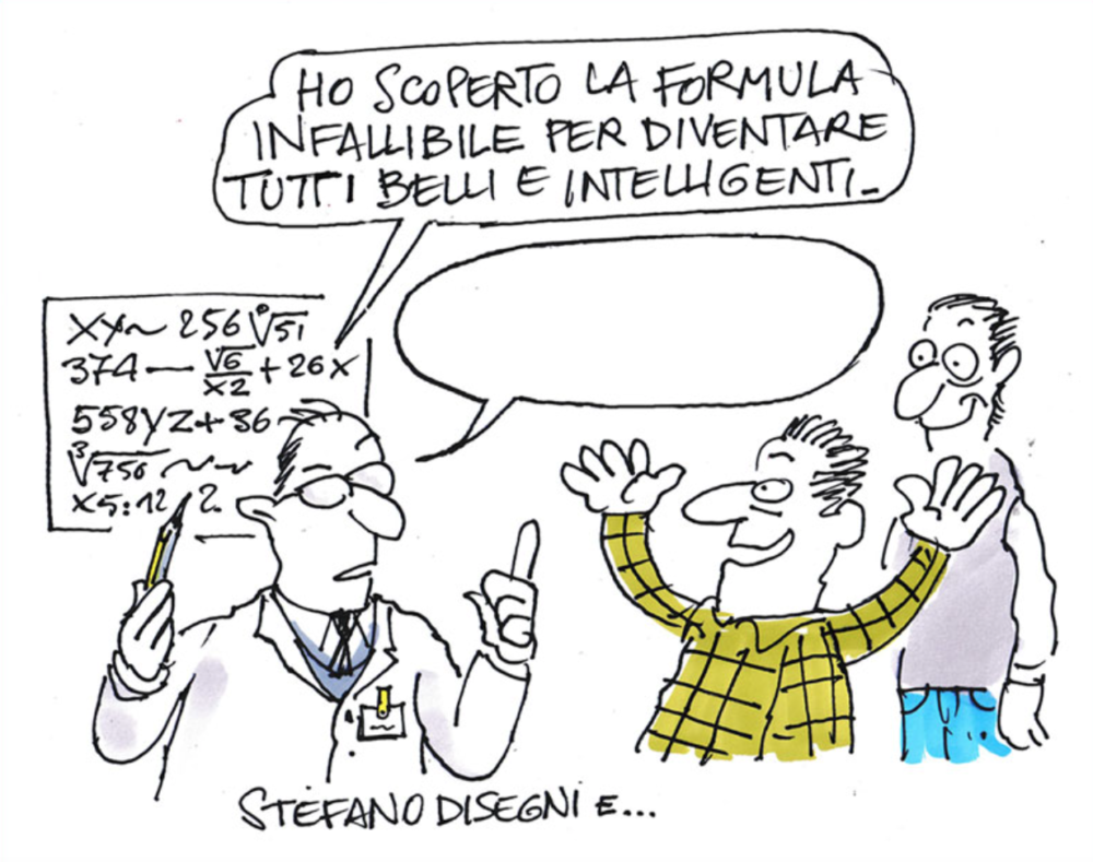 La prima vignetta di Stefano Disegni per il Forum DD: il tema centrale è l'accesso alla conoscenza