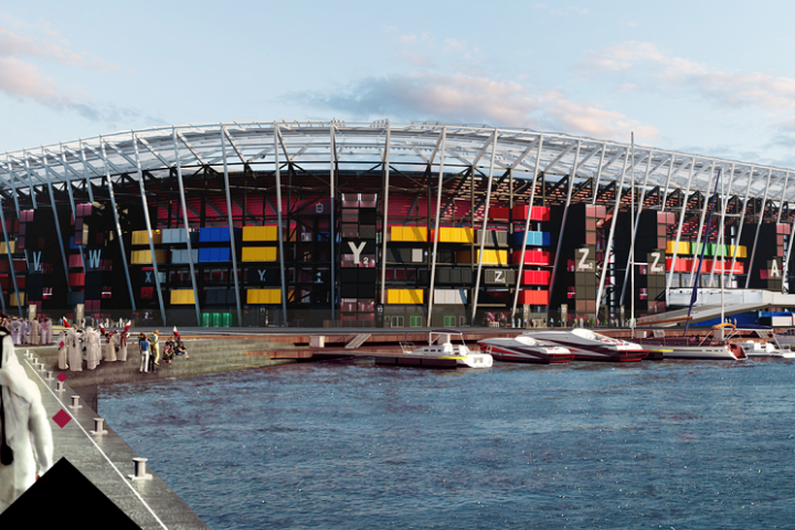 Lo Stadio 974 in Qatar in prossimità del porto di Doha