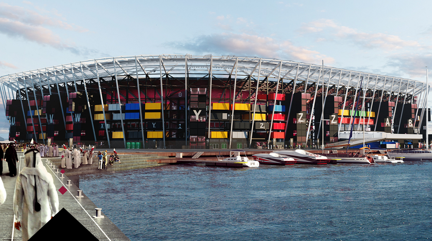 Lo Stadio 974 in Qatar in prossimità del porto di Doha