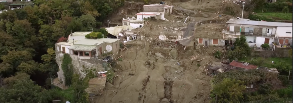 Un'immagine della frana che ha devastato Casamicciola, Ischia