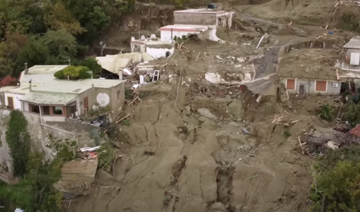 Un'immagine della frana che ha devastato Casamicciola, Ischia