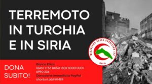 Il banner per gli aiuti ai terremotati di Siria e Turchia