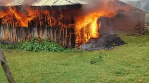 Un'abitazione Ogiek data alle fiamme durante l'ondata di sfratti illegali (Foto: © OPDP/www.survivalinternational.it)