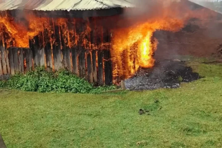 Un'abitazione Ogiek data alle fiamme durante l'ondata di sfratti illegali (Foto: © OPDP/www.survivalinternational.it)