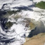 Immagine satellitare della perturbazione sulle regioni meridionali della Spagna