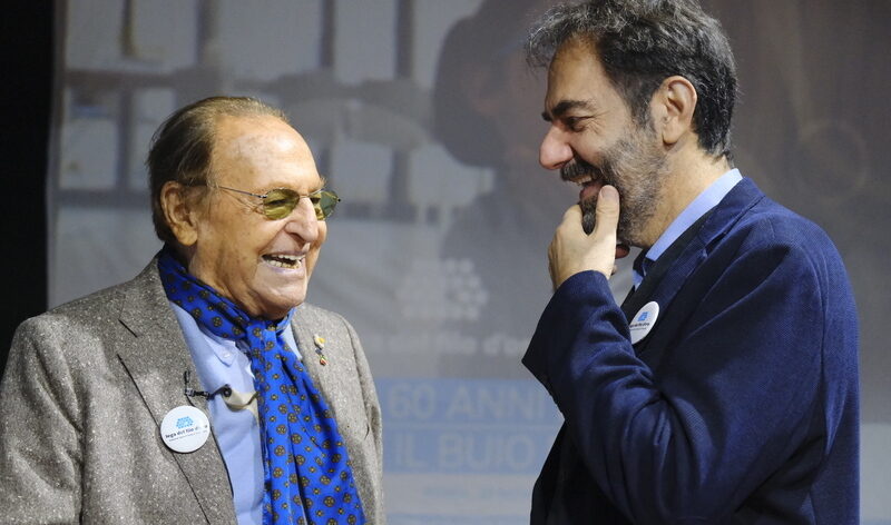 Renzo Arbore e Neri Marcorè all'evento della Lega del Filo d'Oro