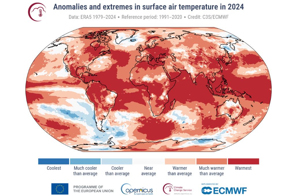 Rappresentazione grafica delle anomalie termiche sul pianeta