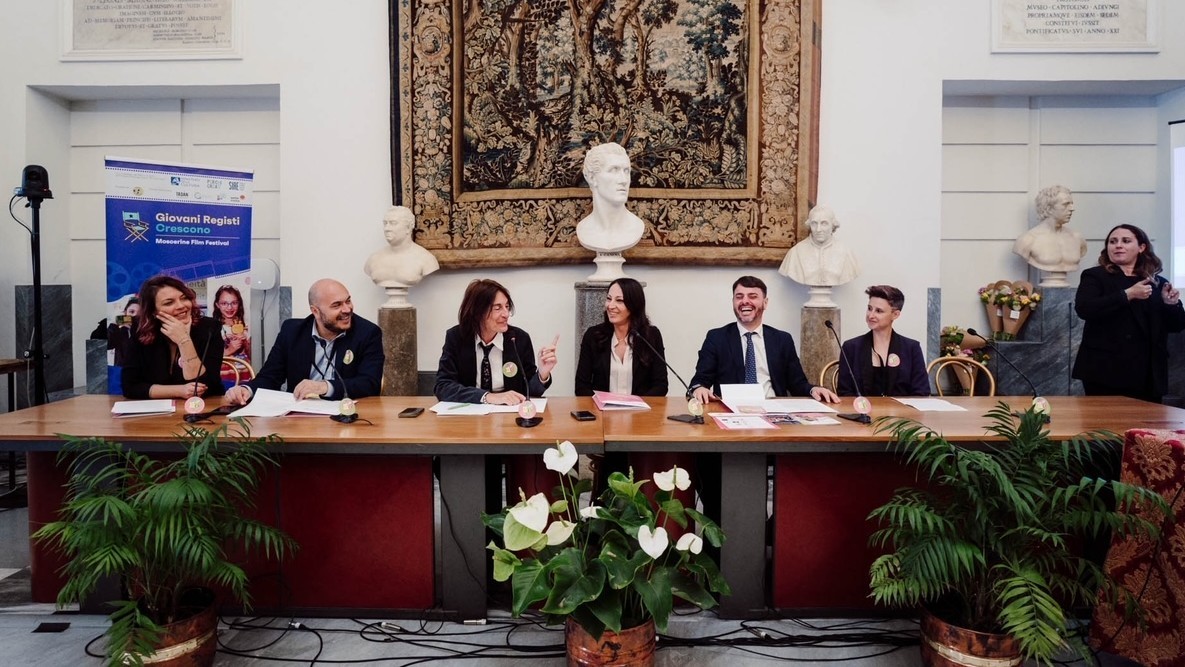Il tavolo dei relatori della conferenza stampa di presentazione del Moscerine Film Festival 2025 in Campidoglio