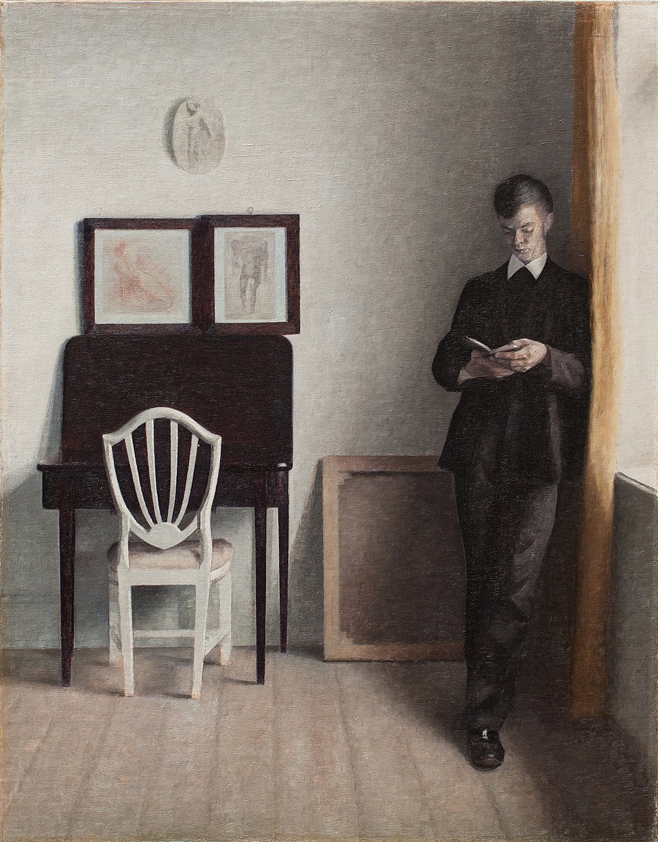 Vilhelm Hammershøi, "Interno con uomo che legge"