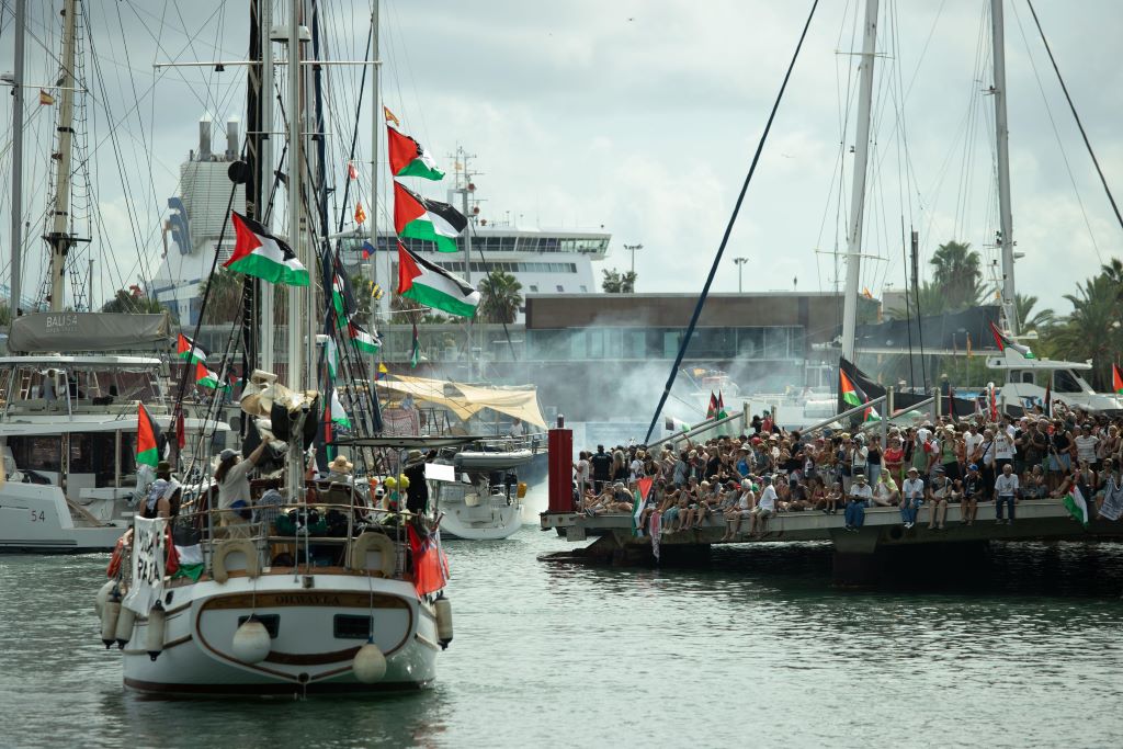 la Global Sumud Flotilla parte dal porto di Barcellona, 31 agosto 2025