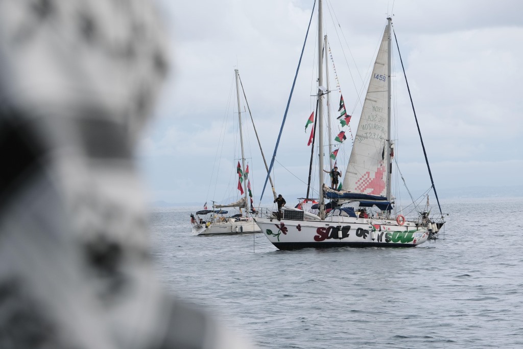 Le barche della Freedom Flotilla partono dal porto di San Giovanni li Cuti, a Catania, 27 settembre 2025.