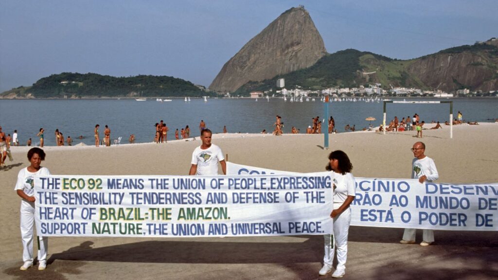 Una manifestazione a Rio de Janeiro, durante l'Earth Summit del giugno 1992