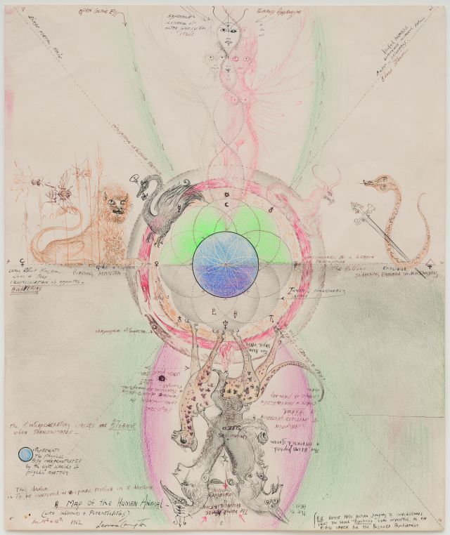 Leonora Carrington, A Map of the Human Animal, 1962. Collection of Marguerite Steed Hoffman. PH : Jeff MC Lane © Estate of Leonora Carrington, by SIAE 2025. Courtesy Palazzo Reale Milano