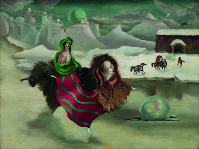 Leonora Carrington, La joie de patinage (1941; olio su tela, 45,7 x 60,9 cm; Madrid, Collection Peréz Simón)