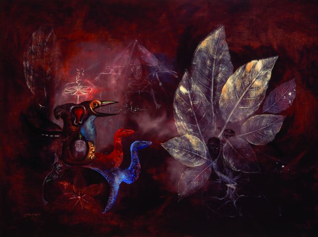 Leonora Carrington, Snake bike floripondio (1975; Collection Peréz Simón. © Estate of Leonora Carrington, by SIAE 2025)
