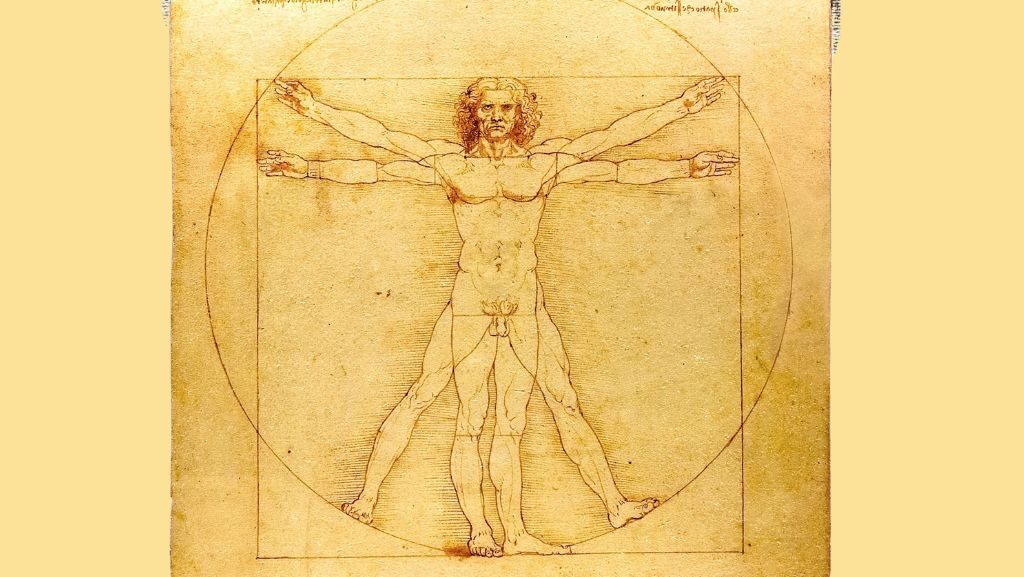 L'Uomo vitruviano di Leonardo da Vinci, simbolo della separazione fra uomo e natura