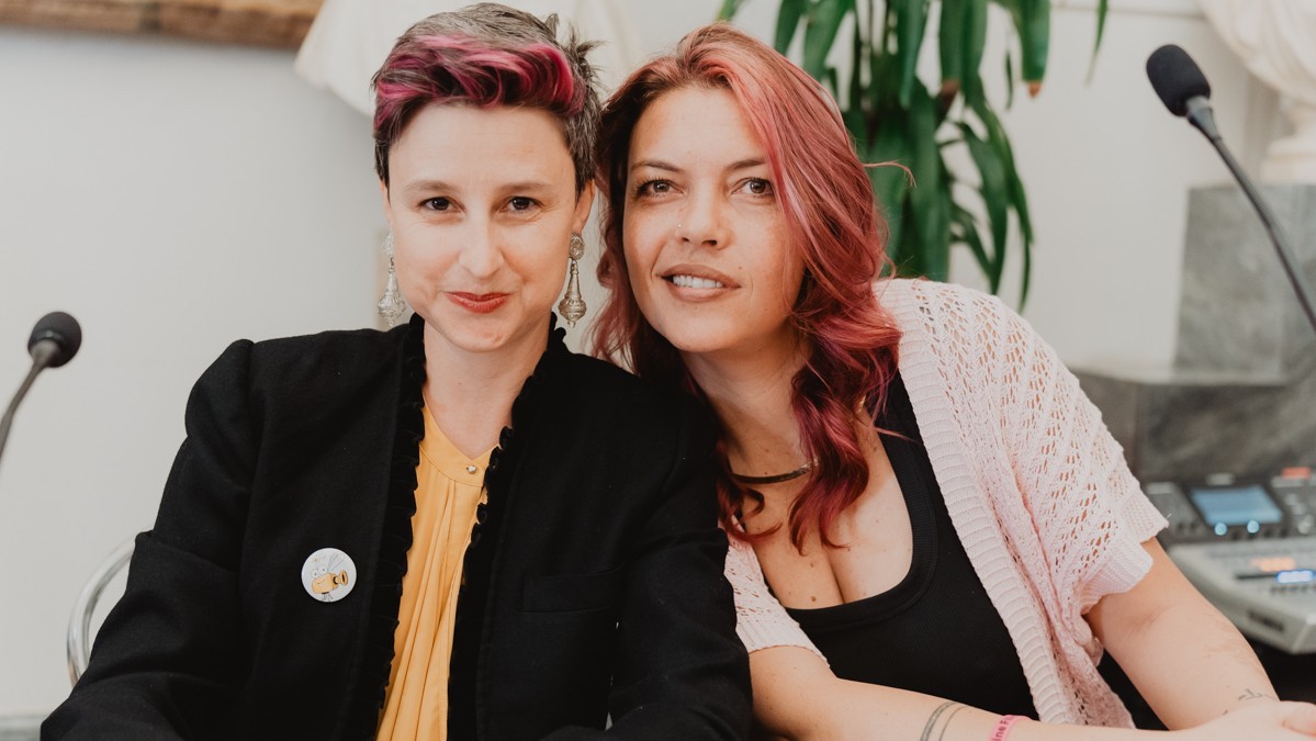 Nina Baratta, direttrice artistica del Festival, e Zein Batayneh, presidente dell'associazione le Moscerine