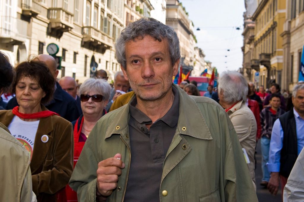 Carlo Monguzzi durante un evento del primo maggio a Milano, 2011