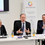 L'apertura degli Stati Generali dell'informazione ambientali. Da destra Massimiliano Pontillo presidente di Pentapolis, Carlo Corazza, direttore Ufficio in Italia Parlamento Europeo, Daniele Moretti SkyTg24