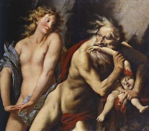 Crono divora suo figlio nel dipinto di Pietro Della Vecchia (1603 -1678)