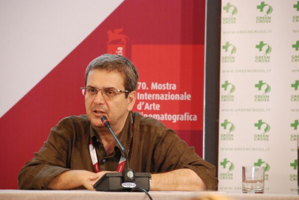 Elio Pacilio durante una conferenza al Festival del Cinema di Venezia