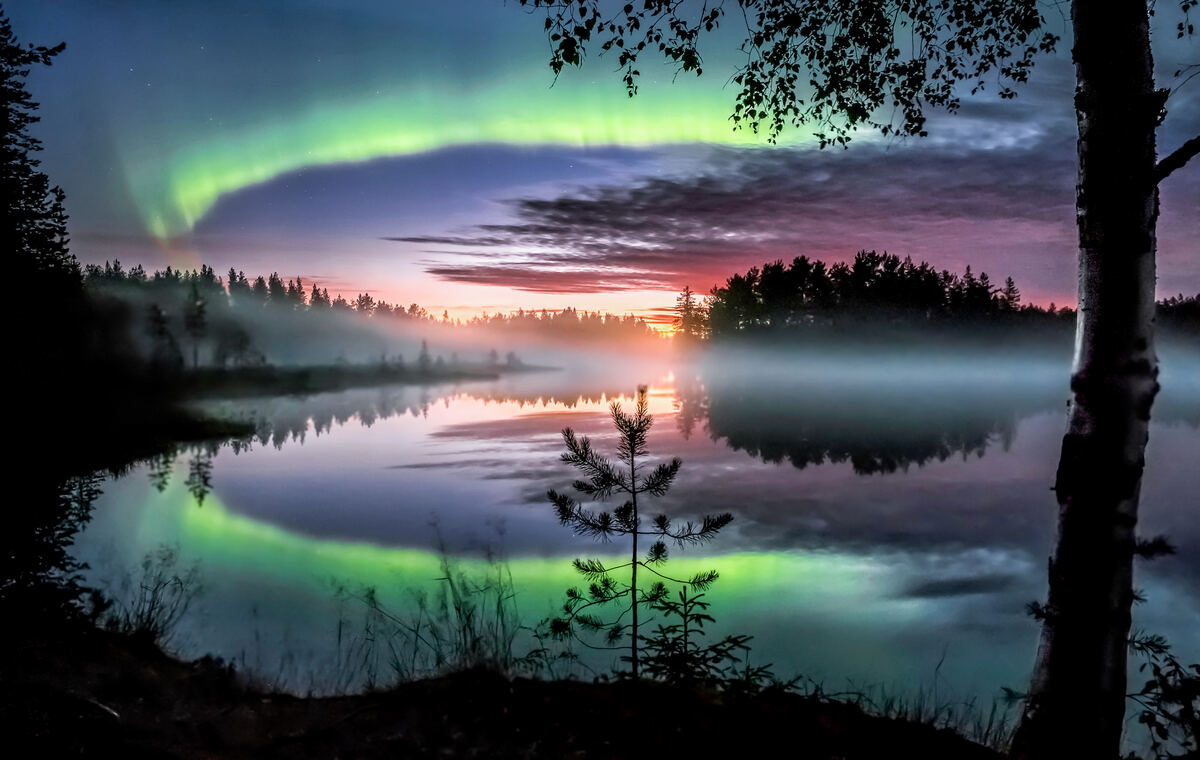 aurora boreale nel lago di Nurmes